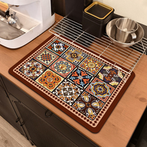 Maillard tile technology velvet kitchen drain mat countertop absorbent table mat cup and dish drying mat non-slip anti-fouling mat