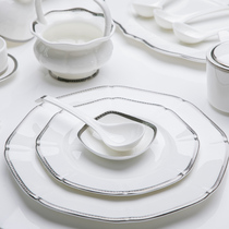 Jingdezhen light extravagant tableware set household rice bowl high-grade European bone porcelain plate plate ceramic bowl plate