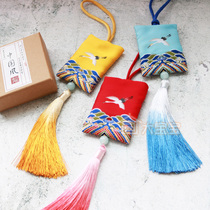 Japanese crane Ancient style sachet Dragon Boat Festival Sachet Embroidery sachet Wardrobe Hanfu carry-on empty bag Purse gift