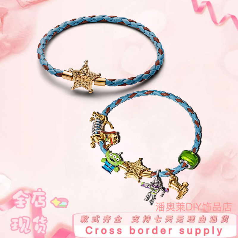 Bracelet 2026 Disney Pixar Toy Story Cartoon Childlike Blue Brown Leather Star Leather Cord Gift Bracelet 2026 Disney Pixar Toy Story Cartoon Childlike Blue Brown Leather Star Leather Cord Gift