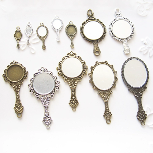Ретро бронзовый аксессуар с аксессуарами ручной работы, серебряная подвеска, ручка, зеркало, «сделай сам»