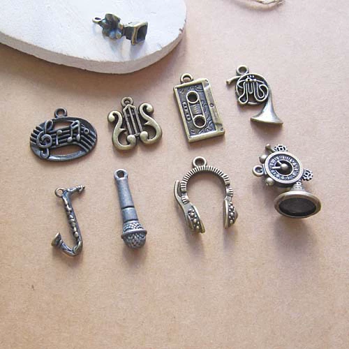 Аксессуар с аксессуарами ручной работы, медная подвеска, наушники, арфа, микрофон, «сделай сам»