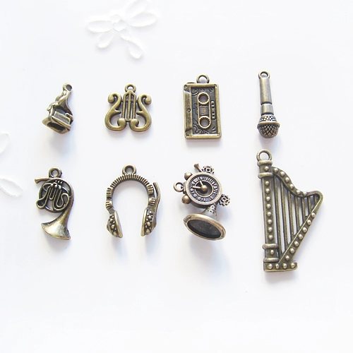 Аксессуар с аксессуарами ручной работы, медная подвеска, наушники, арфа, микрофон, «сделай сам»