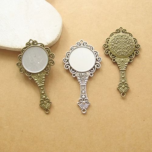 Ретро бронзовый аксессуар с аксессуарами ручной работы, серебряная подвеска, ручка, зеркало, «сделай сам»