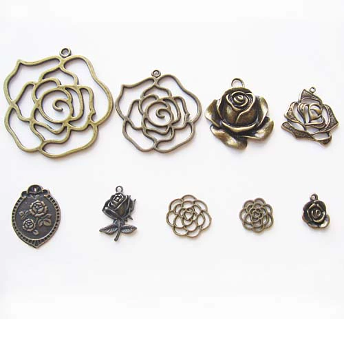 Ретро аксессуар ручной работы, бронзовые аксессуары, медная подвеска, в цветочек