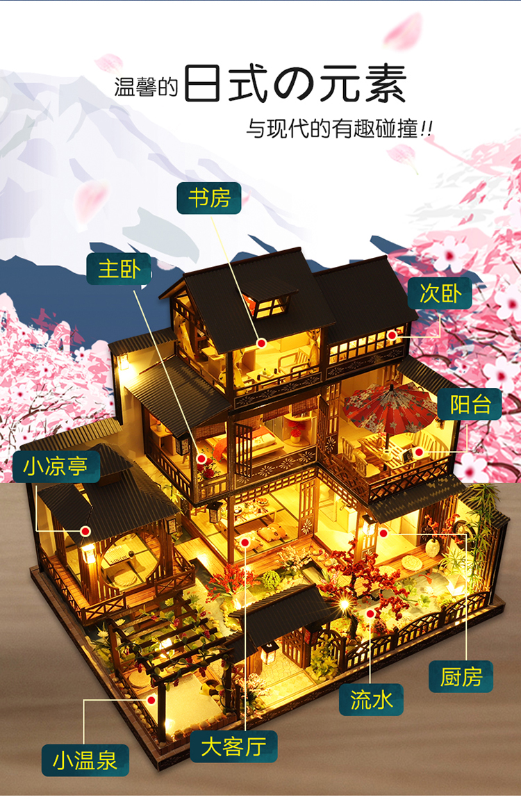 Diy小屋日式別墅大型手工制作小房子古風建筑模型藝術屋解悶女生模型屋材料包拼裝房子不是成品 Yahoo奇摩拍賣