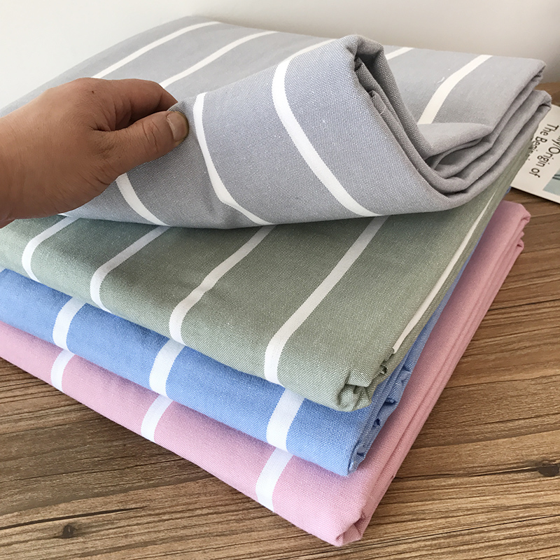 Simple striped old rough cloth bed Simple cotton linen cotton single solid color bed Single pillowcase 1 5 meters 1 8 meters bed