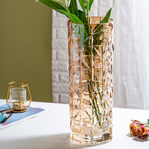 Vase ornaments living room flower arrangement transparent small glass bottle ins Wind Horse drunk Wood water raising wide mouth Net Red big rich bamboo