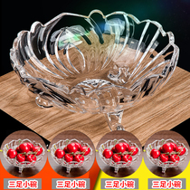 Large crystal glass fruit plate home fruit bucket simple European candy plate modern living room creative fruit plate