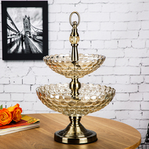 Luxury European double-glazed fruit plate beads point high-end home living room large fruit plate candy plate snack ornaments