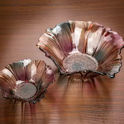 Large simple crystal glass fruit plate European style modern creative living room household dried fruit candy fruit plate