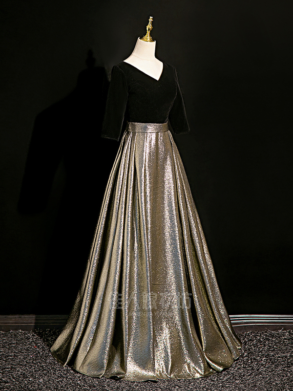 Banquet Black High-End French-Style Host Evening Dress Student Piano Performance Art Exam Dress Choir Performance Costume