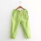 Fat sister mm large size candy color cropped pants summer cotton linen elastic high waist college style Harun loose feet make you look thin