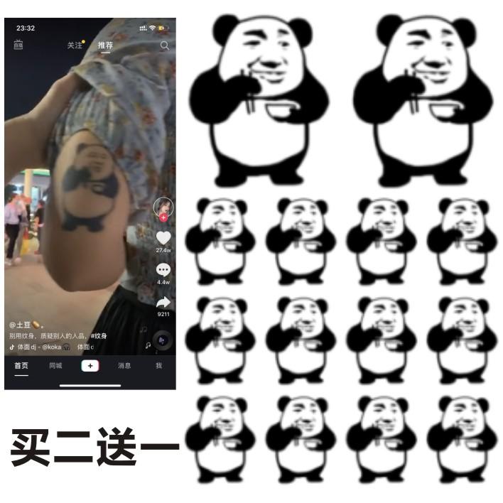 Fumbling with the same floral arm tattooed stickers surprised with a stunned look and a waterproof male and female