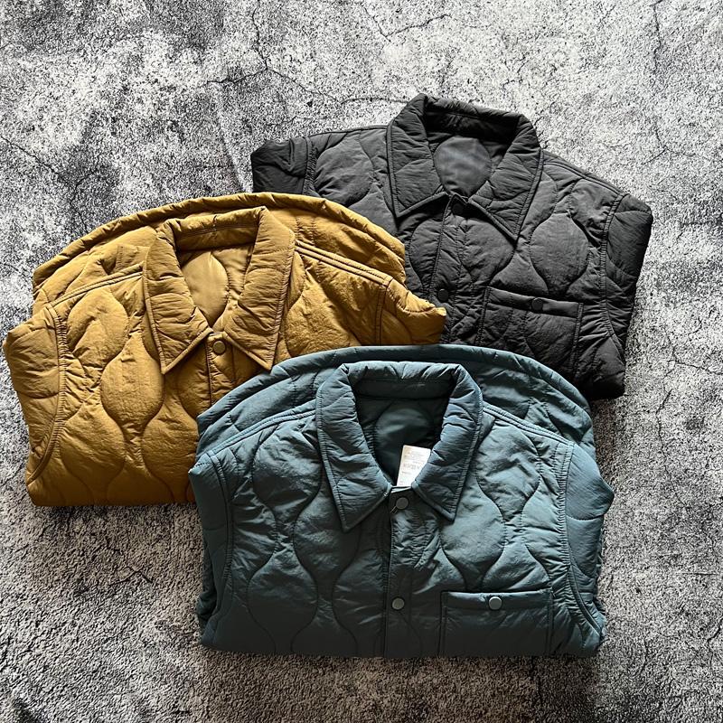 Lightweight Autumn and Winter Versatile Casual Loose Thin Quilted Cotton Quilted Jacket with Solid Color Lapel, Vintage Layered Jacket