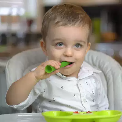 American olababy Euler baby food bowl baby tableware full silicone soft spoon baby folding cooking bowl