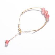 (Sansheng III) lunar month old ancestral hall natural crystal strawberry crystal bracelet womens diners with small crowdsourced design peach flowers