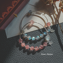 Month Old Ancestral Hall Original Natural Moon Light Stone Bracelet Ins Small Crowddesign Students Bestie Strawberry Crystal Pink Crystal Women