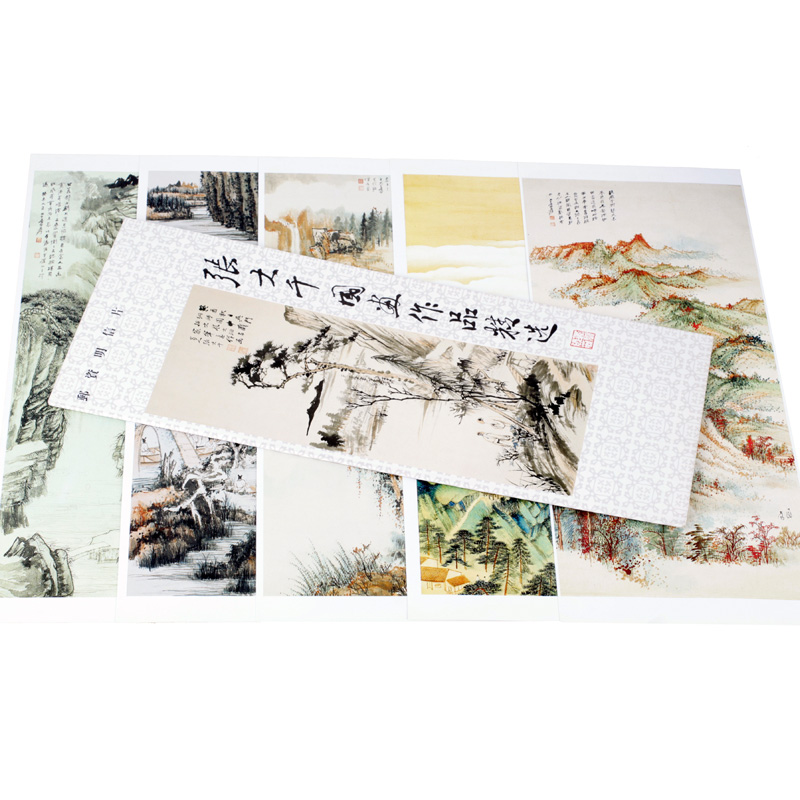 Zhang Daqian's painting selection of four-connected body postage postcard country post offices limited to 15000 sets