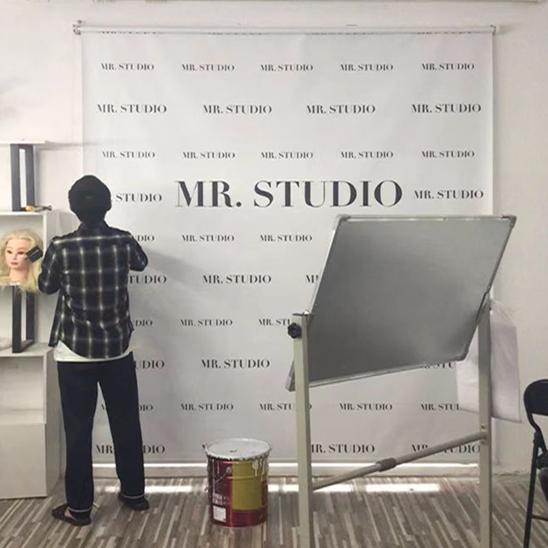 Customized fashion styling beauty shop trendy brand roller blind hairdressing advertising LOGO sunshade photo live broadcast background cloth curtain