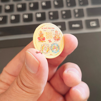 单片原装进口印度象神财神智慧女神拉克什米彩绘护身贴卡金属圆片