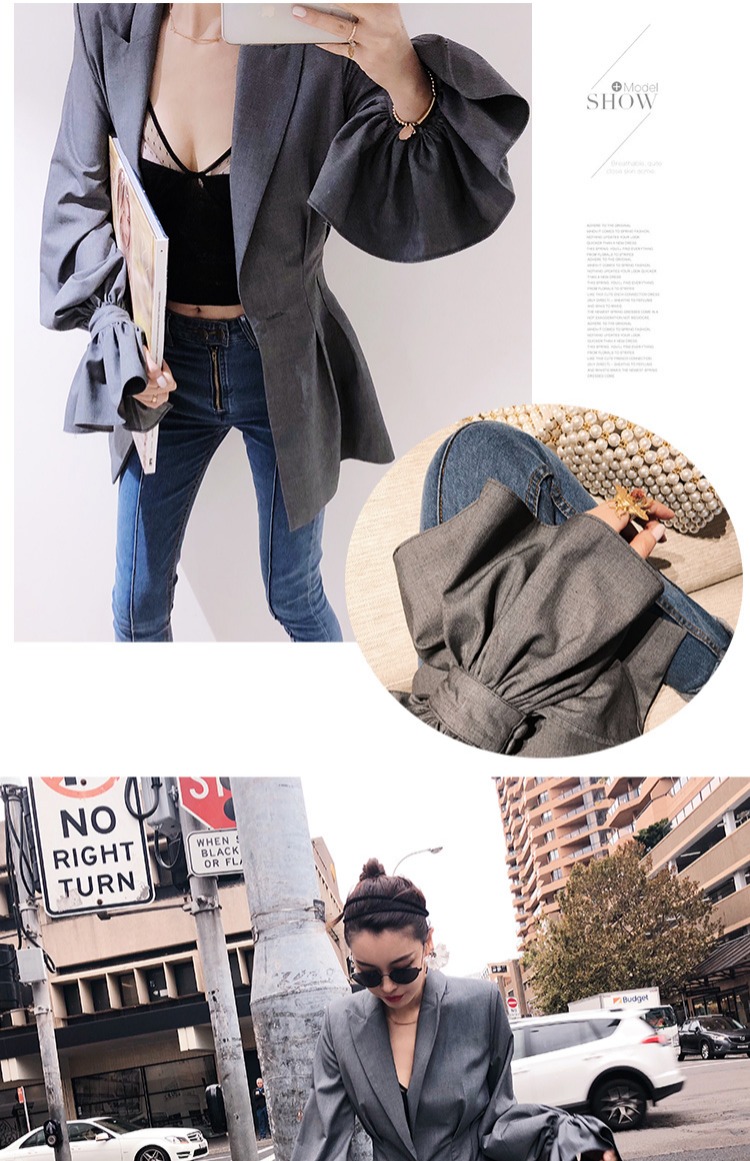13 nên là màu xám chic chic blazer nữ phiên bản Hàn Quốc của phần dài của mùa thu mặc eo thon áo vest nữ đen