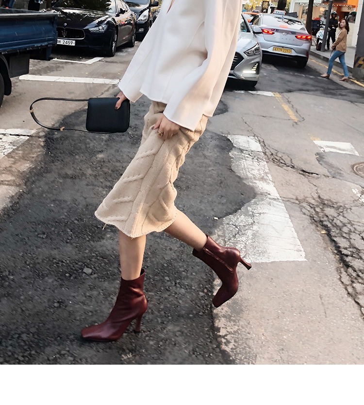 13 Yi Pearl White ~ ~ Áo len cổ chữ V trắng Úc hai mặt áo len ngắn hai mặt nữ couple tx áo khoác nữ