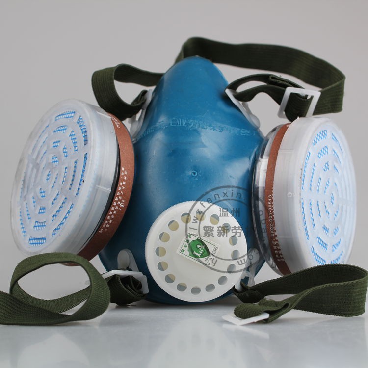 Hangzhou raw power blue sky double jars self-suction filter-type gas mask box clothes labor-proof gas mask