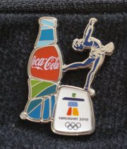 2010 Vancouver Winter Olympics Badge Sponsor Coca-Cola Sports Bottle Badge Figure Skating Badge