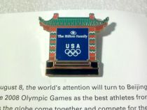 2008 Beijing Olympics US Olympic Committee NOC Sponsor Hilton Hotel Badge China Gate Badge