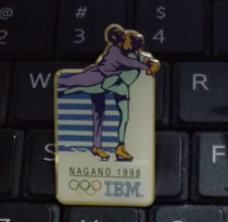 1998 Nagano Winter Olympics badge Sponsor IBM badge Pairs figure skating badge