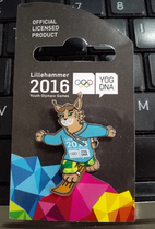2016 Lillehammer Winter Youth Olympic Games badge in Norway Official mascot badge Snowboarding badge