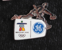 2010 Vancouver Winter Olympics badge sponsor GE badge ice kettle ball badge
