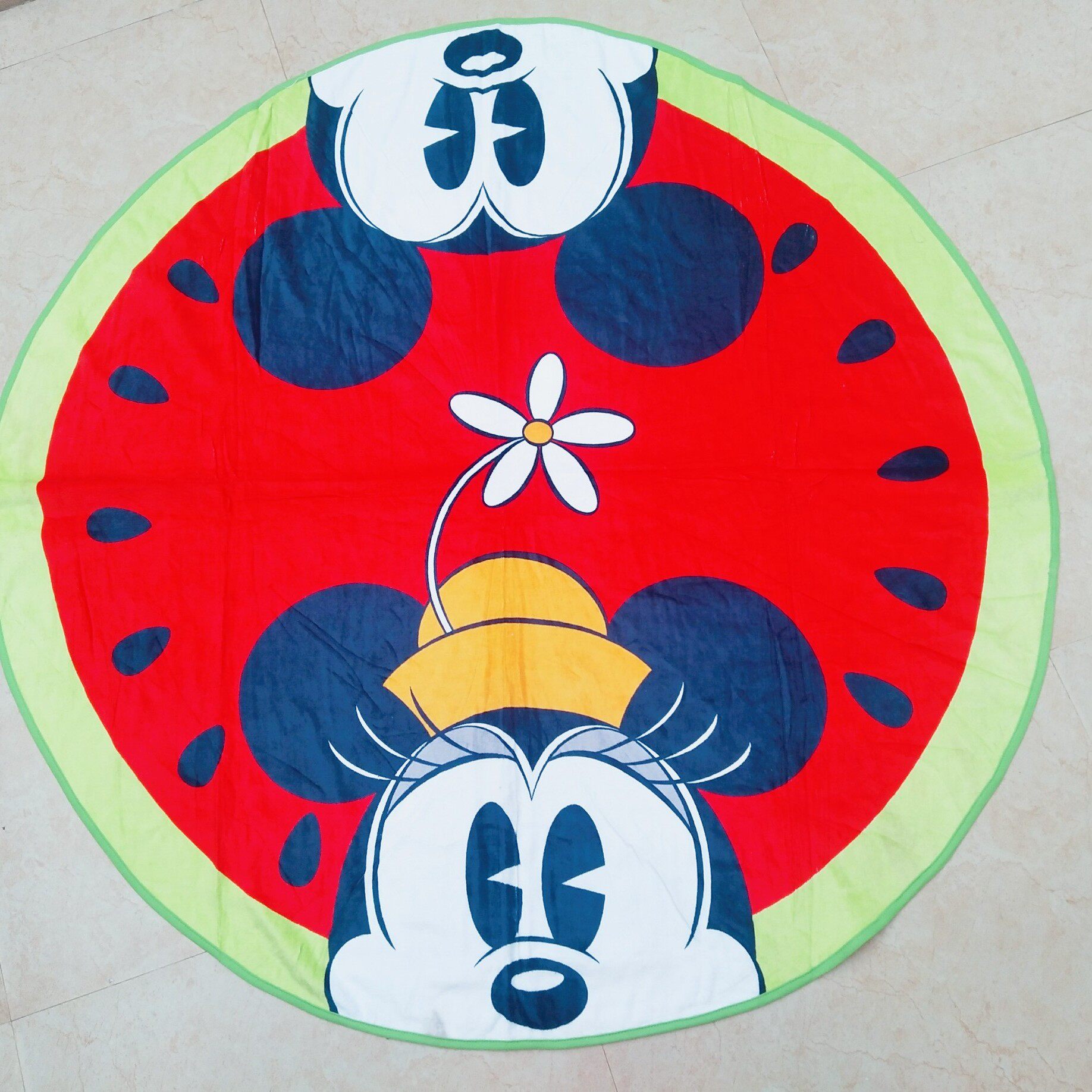 Foreign trade tail single cotton bath towel Mickey Minnie round beach towel blanket without fringe