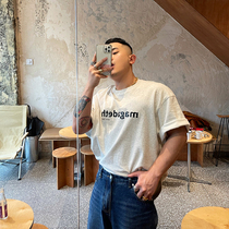 GAHKSTUDIO Korean designer hand one piece of versatile letter tee high quality fabric