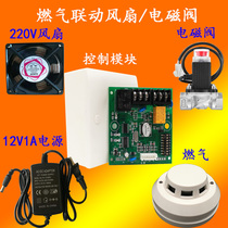 Gas alarm linkage fan switch home gas detector control solenoid valve kitchen liquefied gas probe
