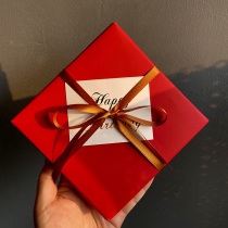 Pink card shop solid color Big Red birthday gift wrapping paper happy birthday tag gift ribbon