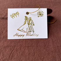 Happy Wedding Small Hang Tag Perforated No Perforated 6*8cm Hot Stamping Wedding Cake Card