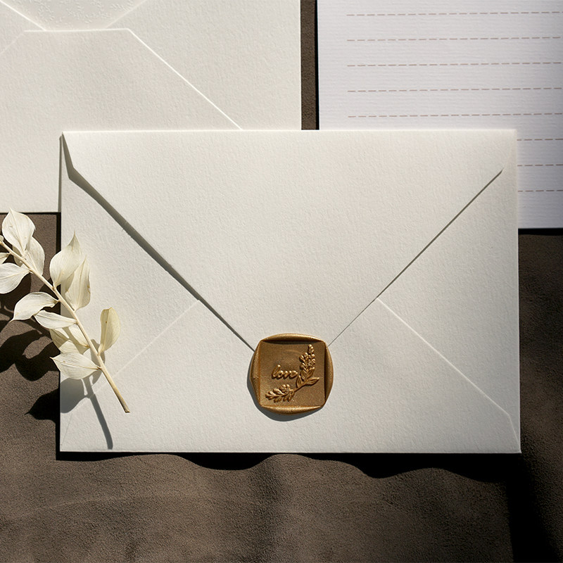 Method Minimalist Pure White Romantic Envelope Fire Lacquer Seal Letter Paper Suit With Inner Lining Literary Style Meritocracy