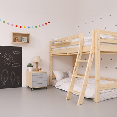 (Giao hàng vào tháng 10) Park Yuan | Giường dành cho trẻ em trung và cao giường Giường nửa chiều cao nguyên chất bằng gỗ nguyên liệu - Giường