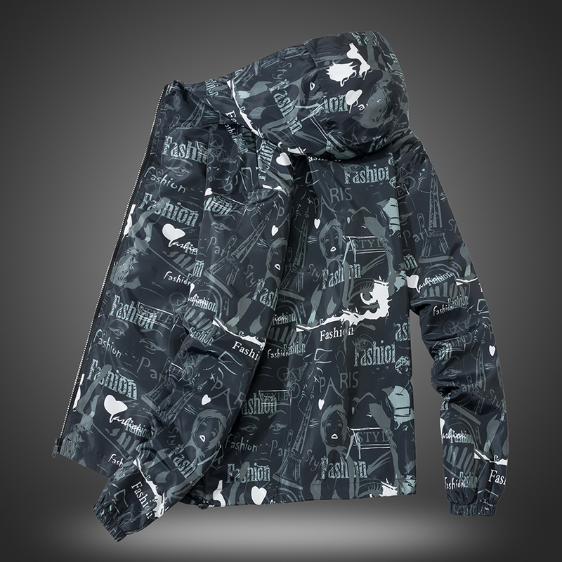 2020 new jacket men's large size loose student Korean style trendy brand spring and autumn hooded windproof gown windbreaker jacket