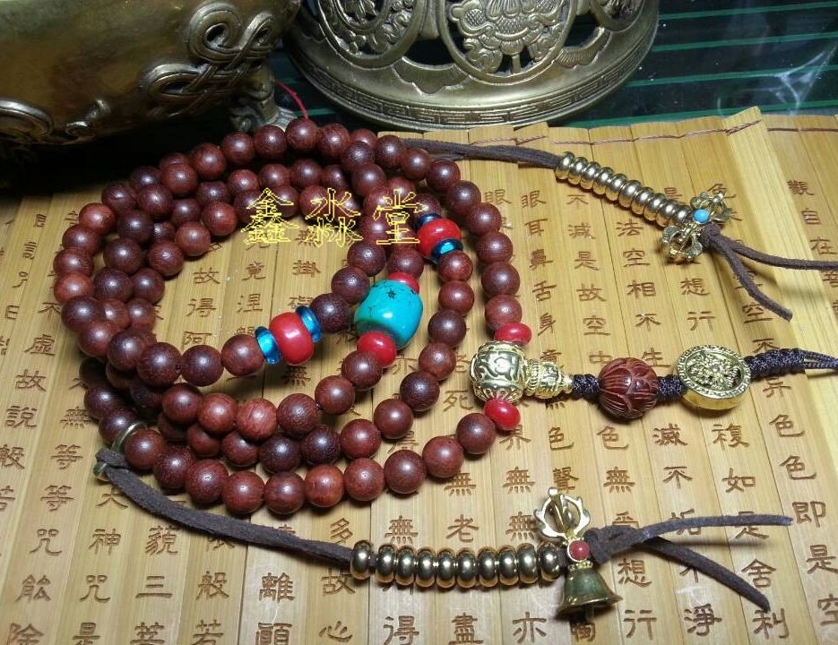 Primary color Unwaxed●(Fidelity)Indian leaflet Rosewood 8mm 108 Tibetan Rosary Buddha beads 8mm