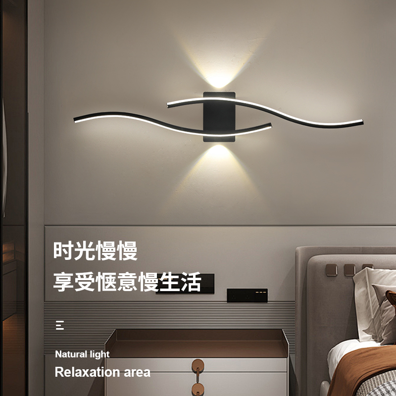 Minimalist Led Wall Lamp Sofa Living Room Tv Background Wall Lamp Light Luxury Decoration Creative Long Line Bedroom Bedside Lamp