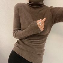 Basic Joker High-neck Slim Slim base shirt 2021 Winter New Product Fashion Skin-friendly Six Wool Perspective Knit Top
