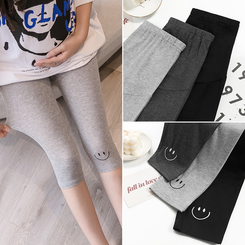 Maternity 7/8 Pants for Summer, Plus Size, Fashionable and Versatile, Pure Cotton, Mid-Length Belly Support Leggings 100kg