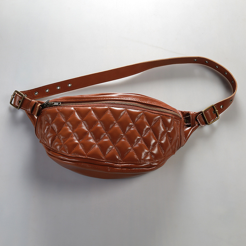 Harley Motorcycle Shoulder Bag Crossbody Bag Oil Wax Top Layer Cowhide Camel Color Quilted Genuine Leather Bag Men's Vintage Chest Bag