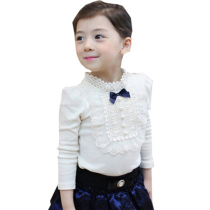 Girls spring and autumn Korean version t-shirt childrens cotton new round neck long-sleeved baby slim fashion top bottoming shirt