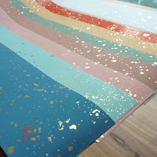 Qingyun Bi Club Snowflake Золотая учебная комната Jinlongtang Истинный золотой воск, маленький куплет, посыпанный золотой рисовой бумагой 8 вариантов цвета