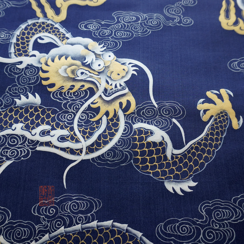 Qingyun Pens Social Girong Jin Dragon Hall Real Gold Hand Painted Silk paper Ju-fat and Porcelain Green Pair-Taobao