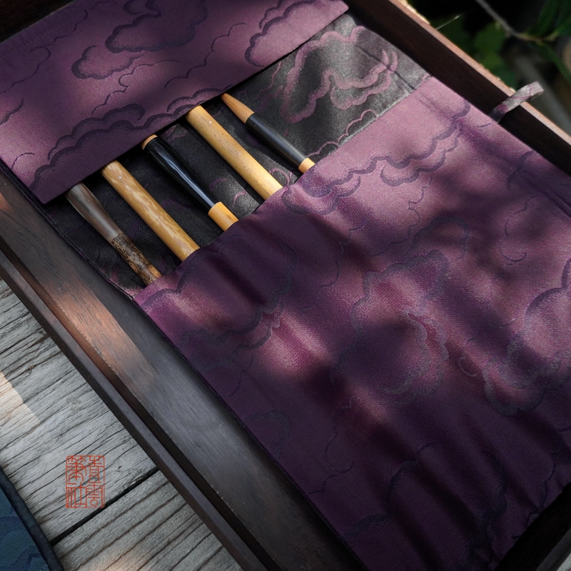 Qingyun Pen Society Boer pen curtain Purple plum Blue cloud Green cloud Three seiko brush storage bag Wenfang Yaoqiu